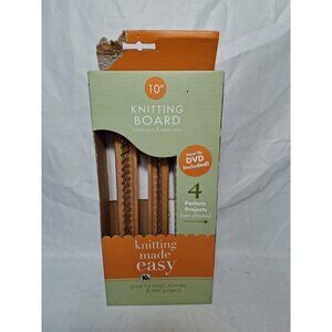 10 Inch Knitting Board Hardwood & Metal Pins 4 Pattern Projects + DVD